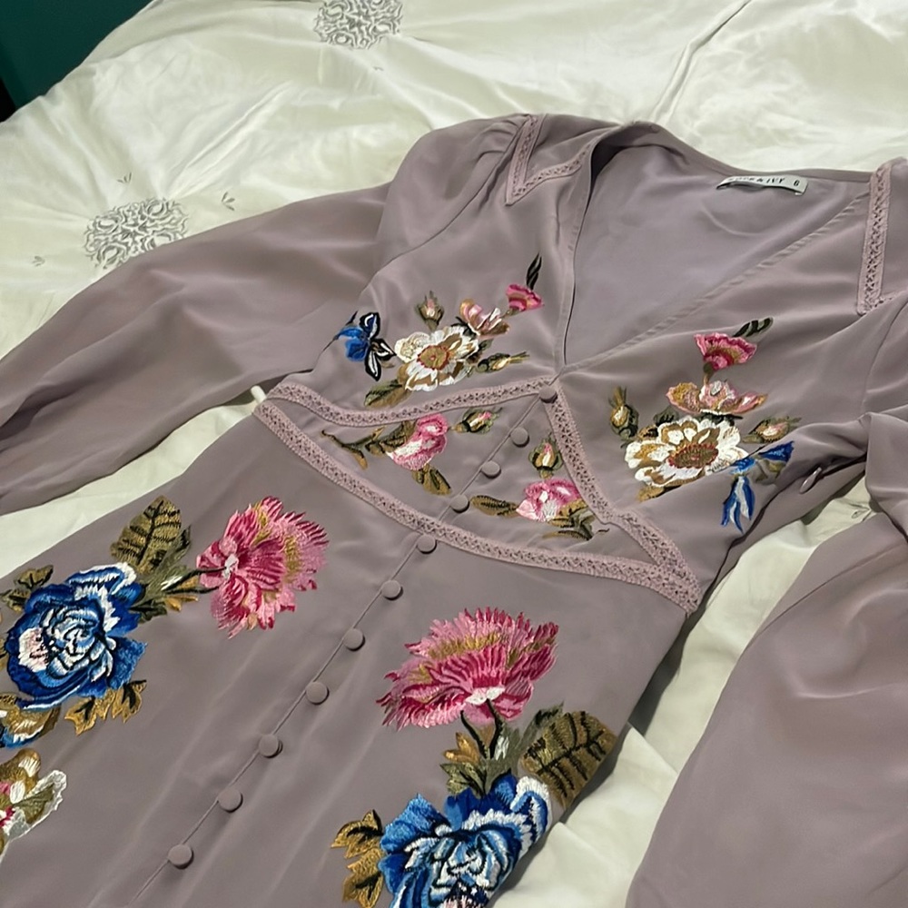 Hope and ivy midi dress with floral embroidery